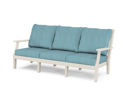 Country Living Wovendale Deep Seating Sofa in Sand / Lattice Sky Blue