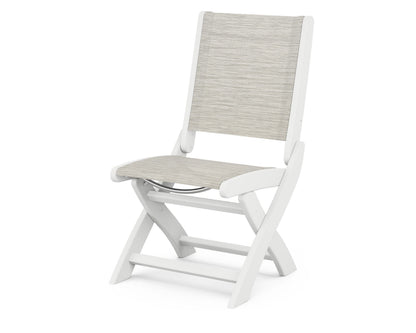 POLYWOOD® Coastal Folding Side Chair in White / Birch Sling