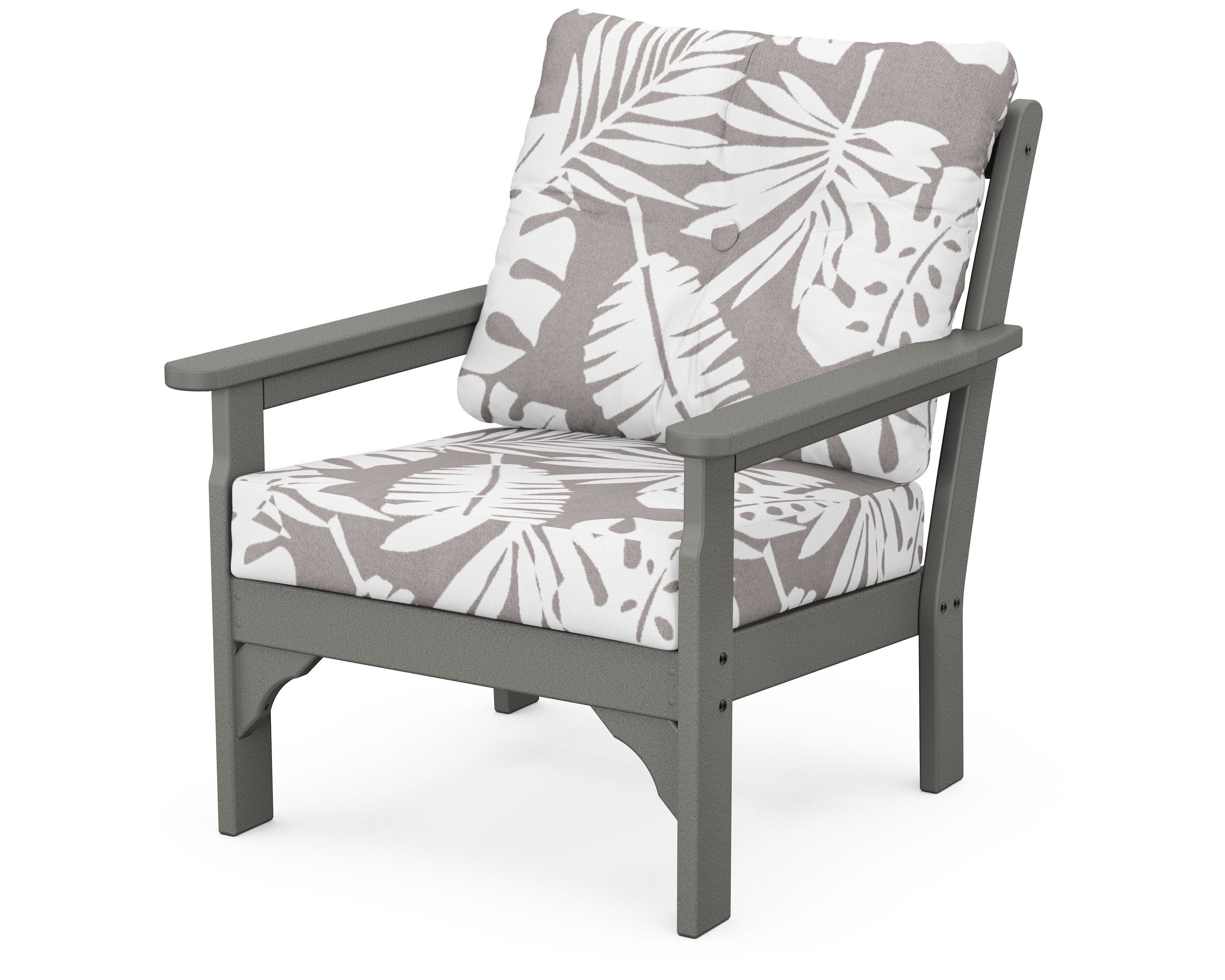 POLYWOOD® Vineyard Deep Seating Chair in Slate Grey / Leaf Grey Mist