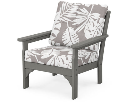 POLYWOOD® Vineyard Deep Seating Chair in Slate Grey / Leaf Grey Mist