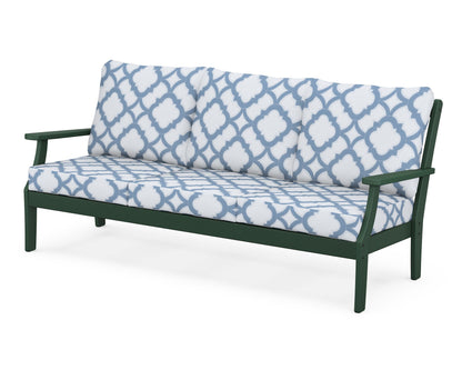 POLYWOOD® Braxton Deep Seating Sofa in Green / Trellis Sky Blue