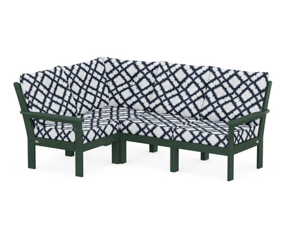 POLYWOOD® Vineyard 4-Piece Sectional in Green / Trellis Marine Indigo