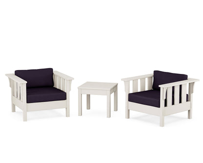 Martha Stewart by POLYWOOD® Acadia 3-Piece Deep Seating Set in Sand / Navy Linen