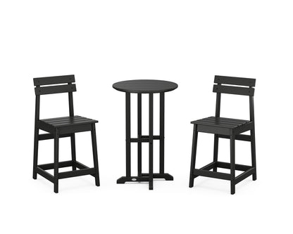 POLYWOOD® Modern Studio Plaza 3-Piece Bistro Counter Set in Black
