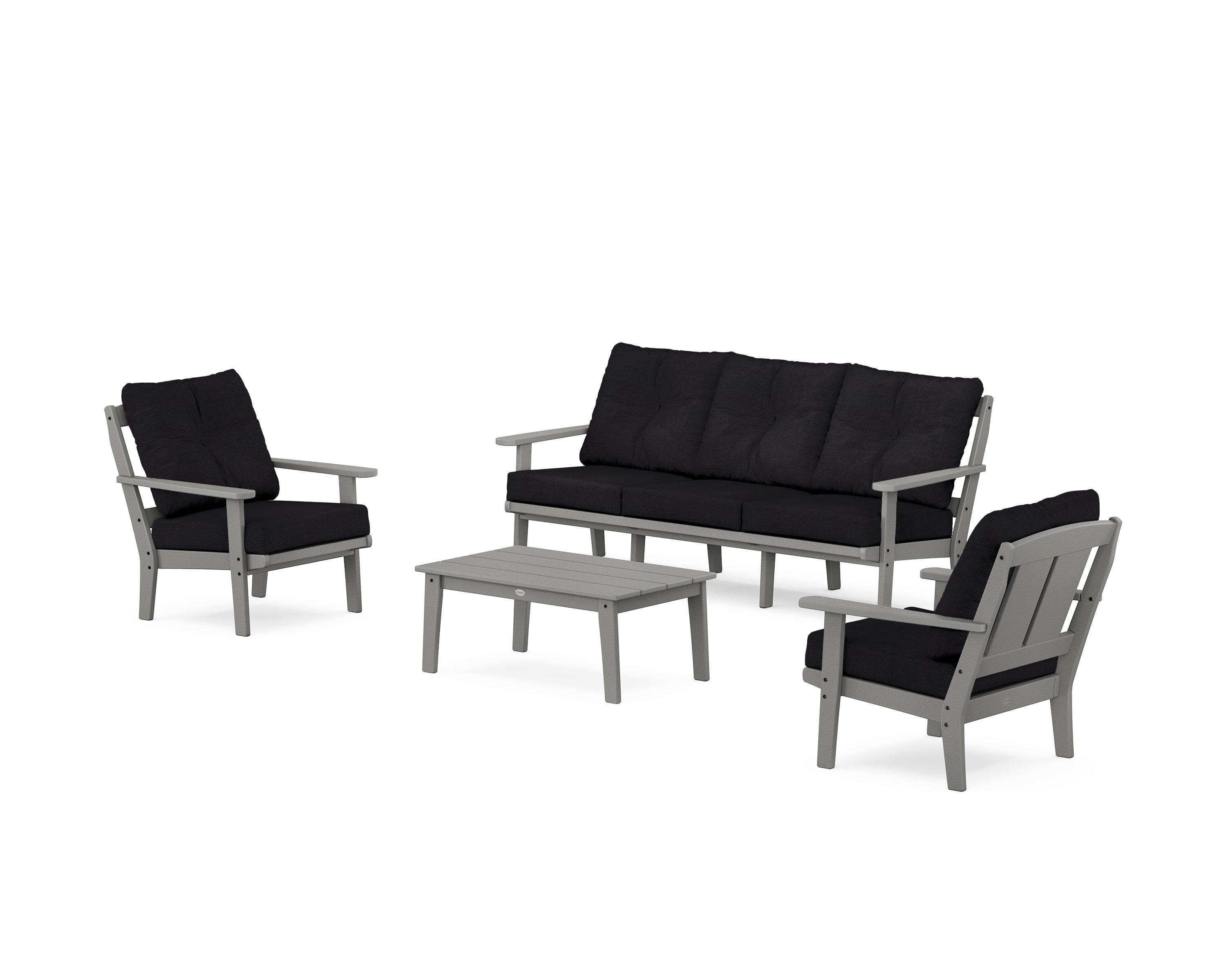 POLYWOOD® Mission 4-Piece Deep Seating Set with Sofa in Slate Grey / Midnight Linen