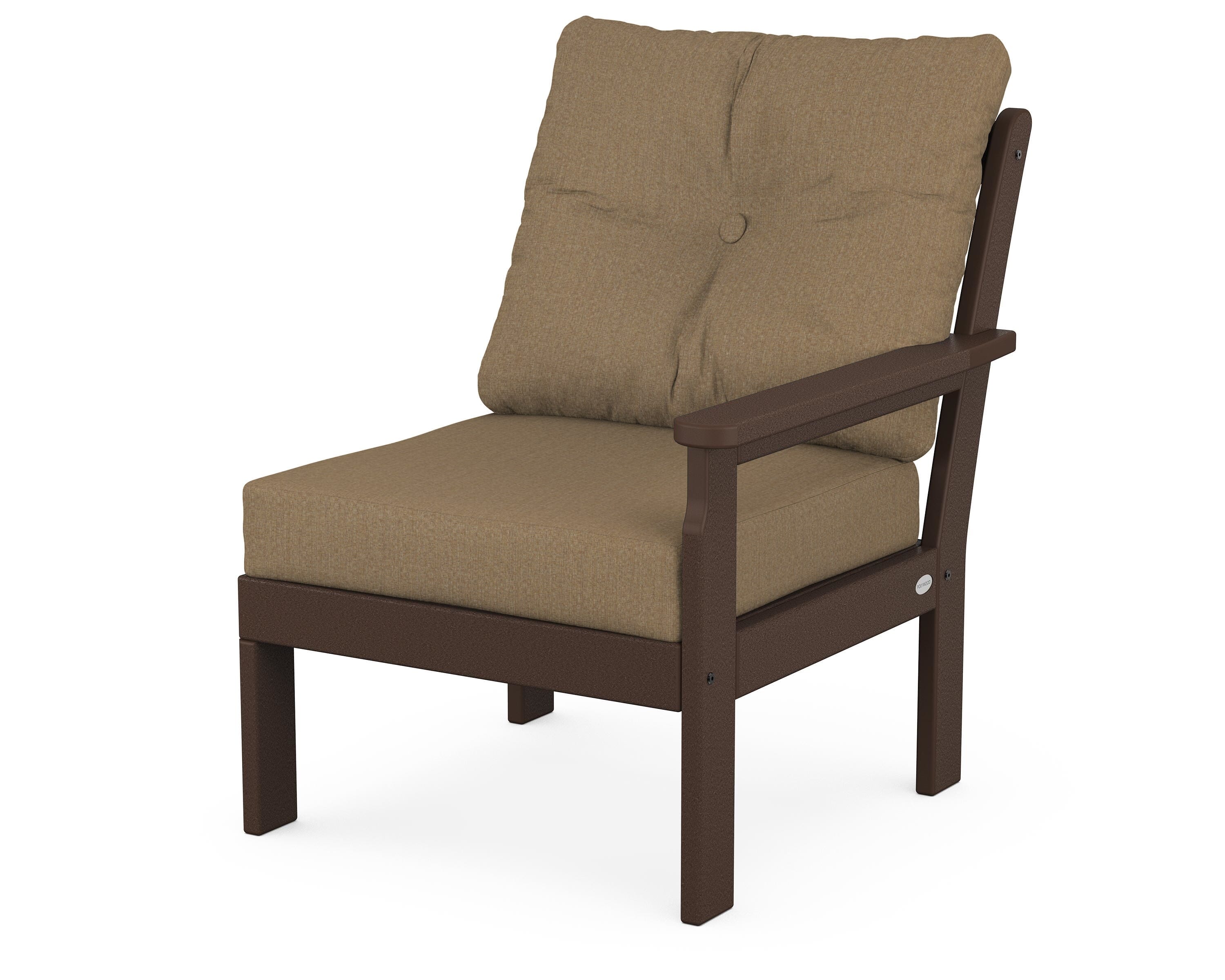 POLYWOOD® Vineyard Modular Right Arm Chair in Mahogany / Sesame