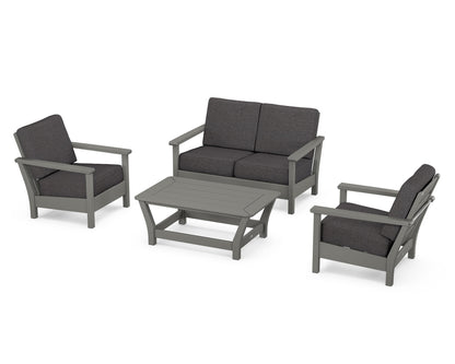 POLYWOOD® Harbour 4-Piece Deep Seating Set in Slate Grey / Ash Charcoal