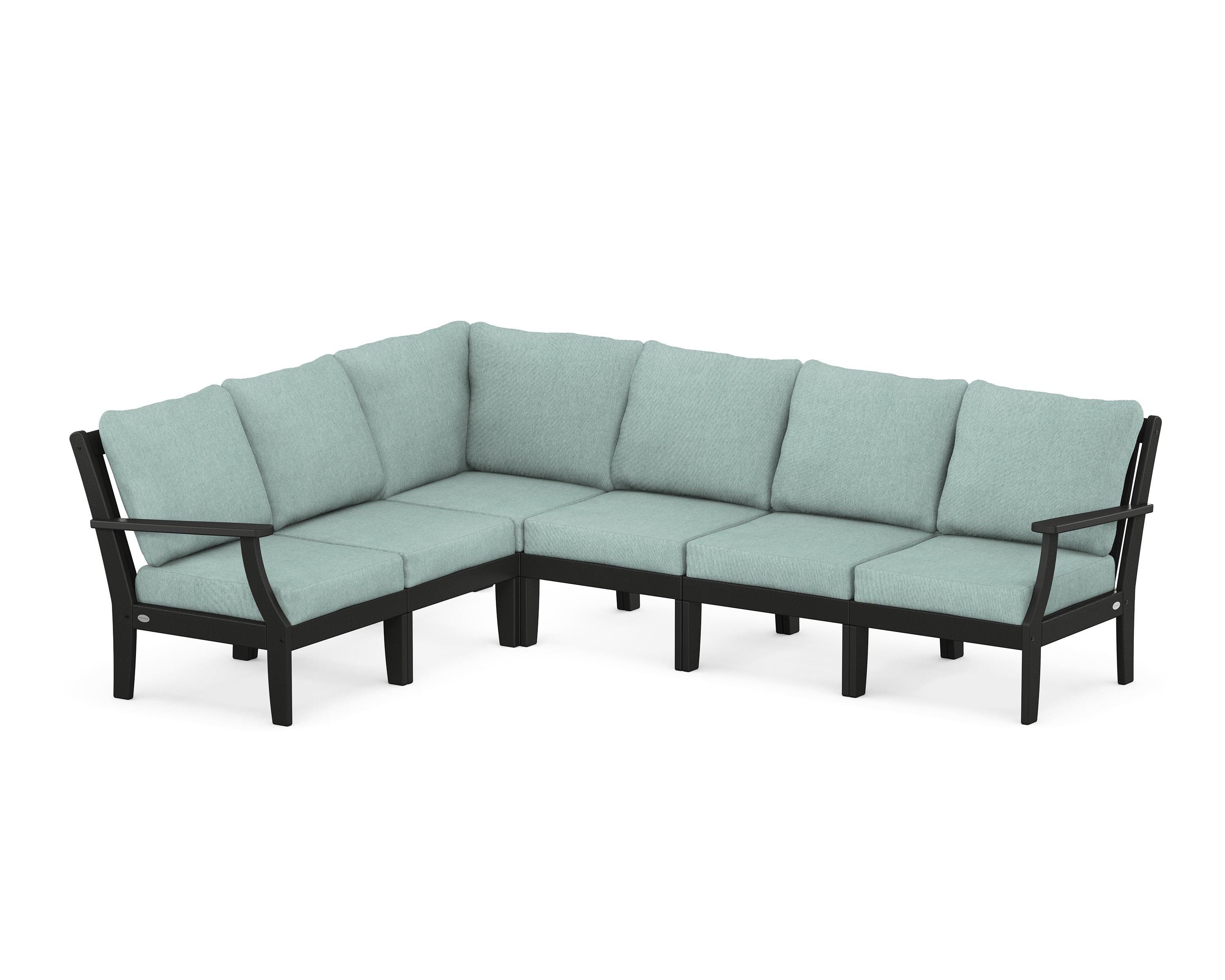 POLYWOOD® Braxton Modular 6-Piece Deep Seating Set in Black / Glacier Spa