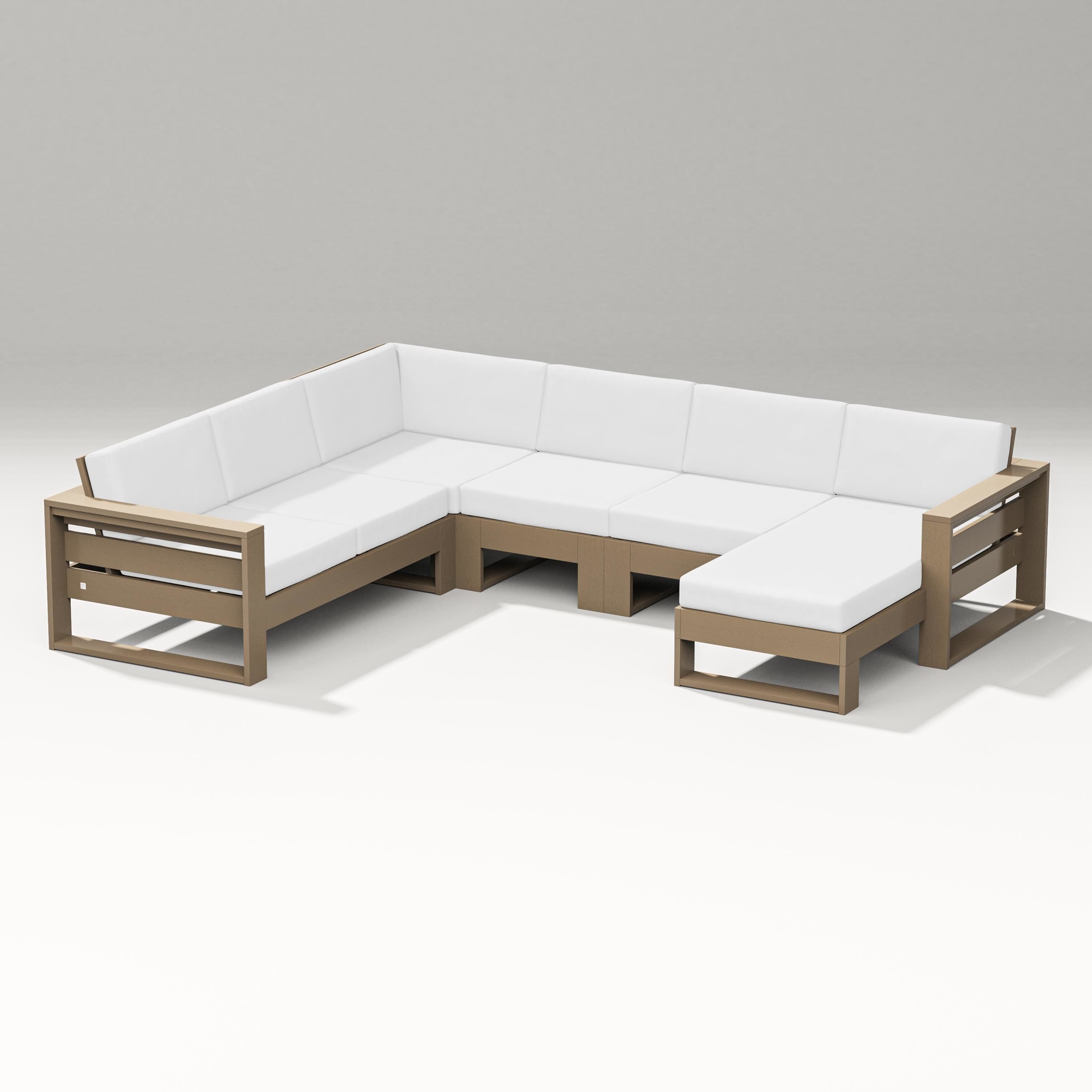 PW Designer Series Latitude Corner Sectional with Right Chaise in Vintage Sahara / Natural