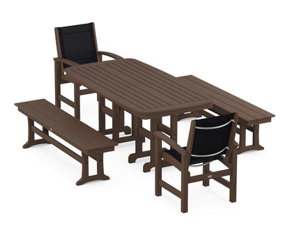 POLYWOOD® Coastal 5-Piece Dining Set in Mahogany / Black Sling