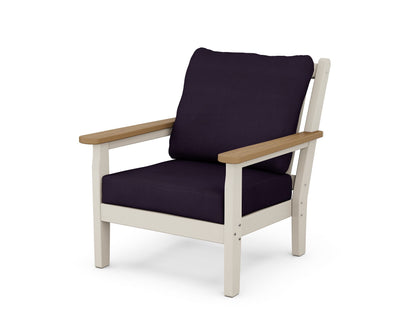 POLYWOOD® Chippendale Deep Seating Chair in Sand / Natural / Navy Linen