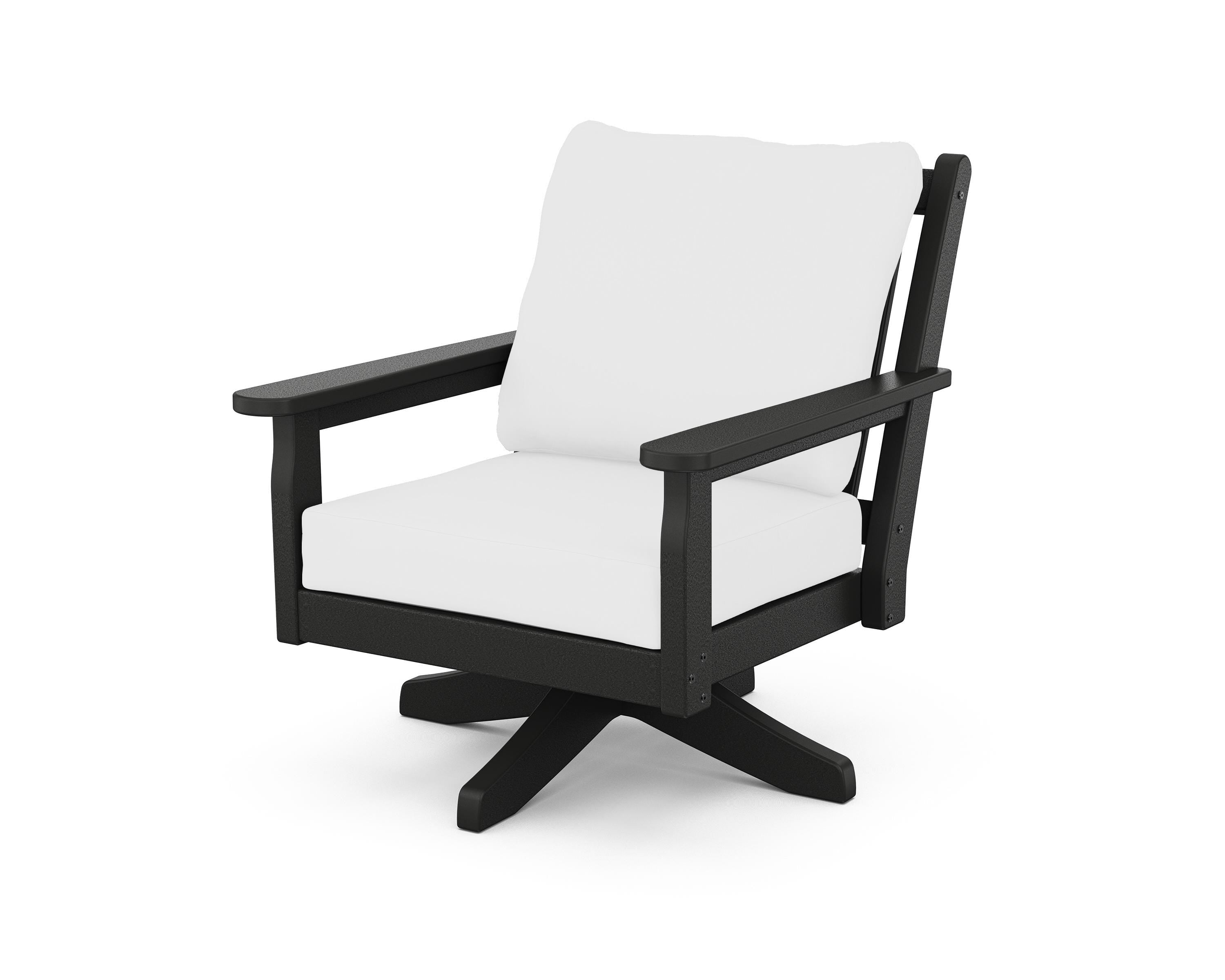POLYWOOD® Chippendale Deep Seating Swivel Chair in Black / Natural