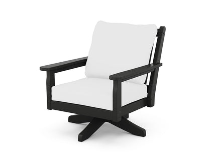 POLYWOOD® Chippendale Deep Seating Swivel Chair in Black / Natural