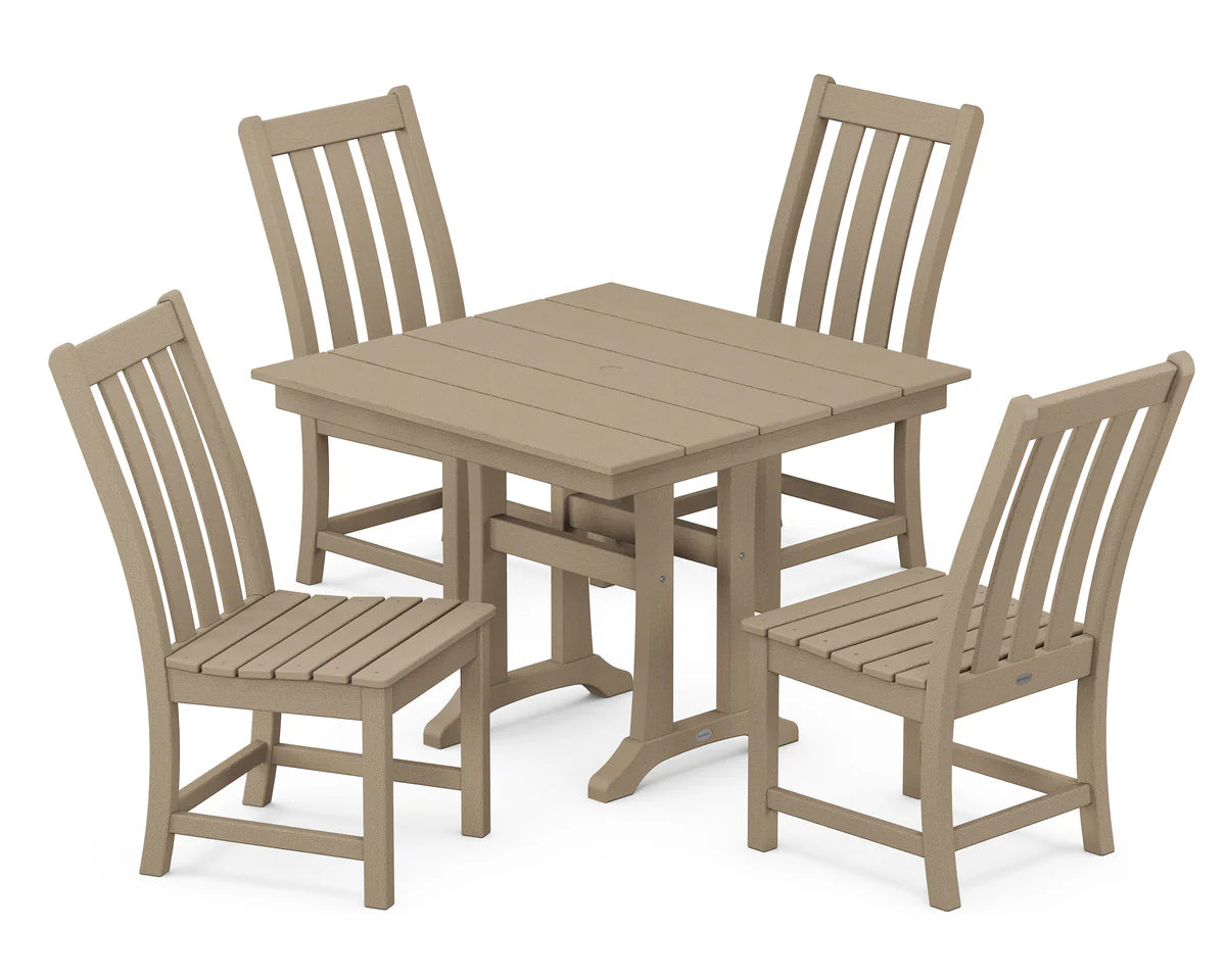 Vineyard 5-Piece Farmhouse Trestle Side Chair Dining Set