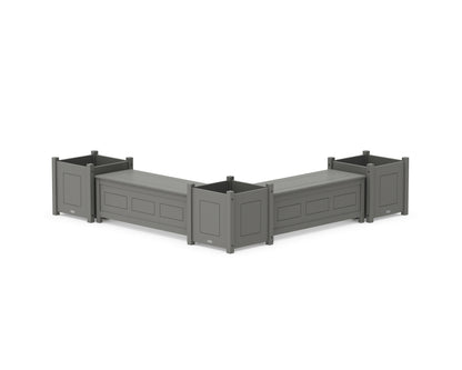 Country Living 48" Country Living L- Shaped Planter Storage Bench Corner Set- Large in Slate Grey