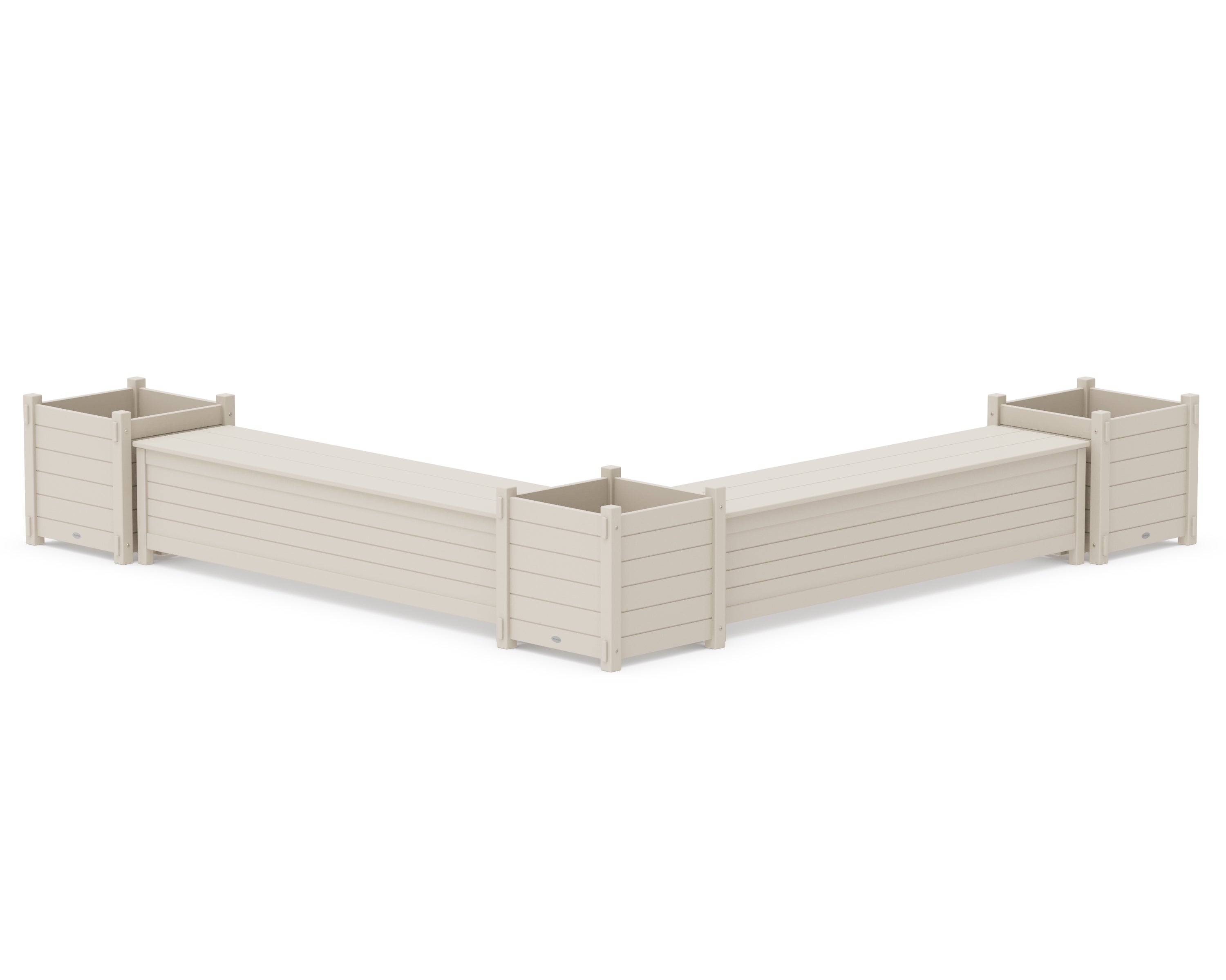 POLYWOOD® 72" Nautical L- Shaped Planter Storage Bench Corner Set- Large in Sand