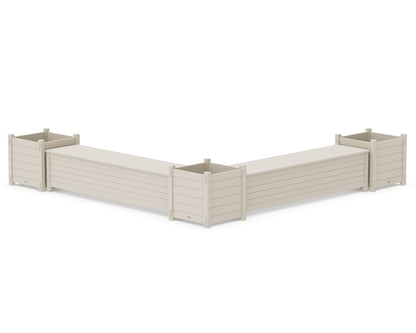 POLYWOOD® 72" Nautical L- Shaped Planter Storage Bench Corner Set- Large in Sand