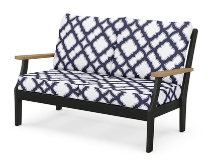 POLYWOOD® Braxton Deep Seating Loveseat in Black / Natural / Trellis Navy
