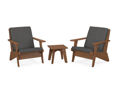 POLYWOOD® Riviera Modern Lounge 3-Piece Set in Teak / Spectrum Carbon