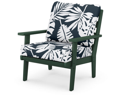 POLYWOOD® Grant Park Deep Seating Chair in Green / Leaf Marine Indigo