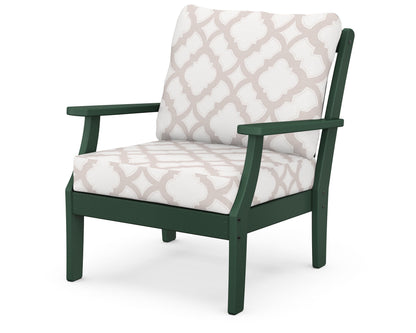 POLYWOOD® Braxton Deep Seating Chair in Green / Trellis Dune Burlap