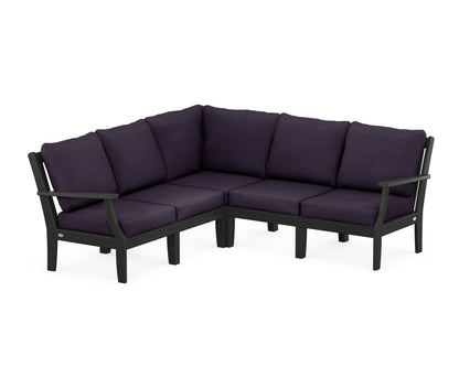 POLYWOOD® Braxton Modular 5-Piece Deep Seating Set in Black / Navy Linen