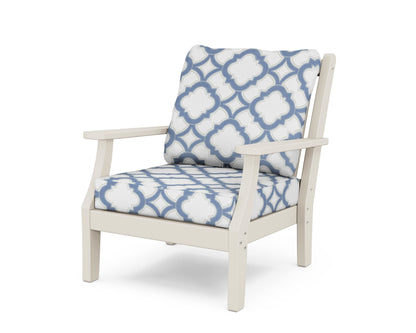 Country Living Wovendale Deep Seating Chair in Sand / Trellis Sky Blue