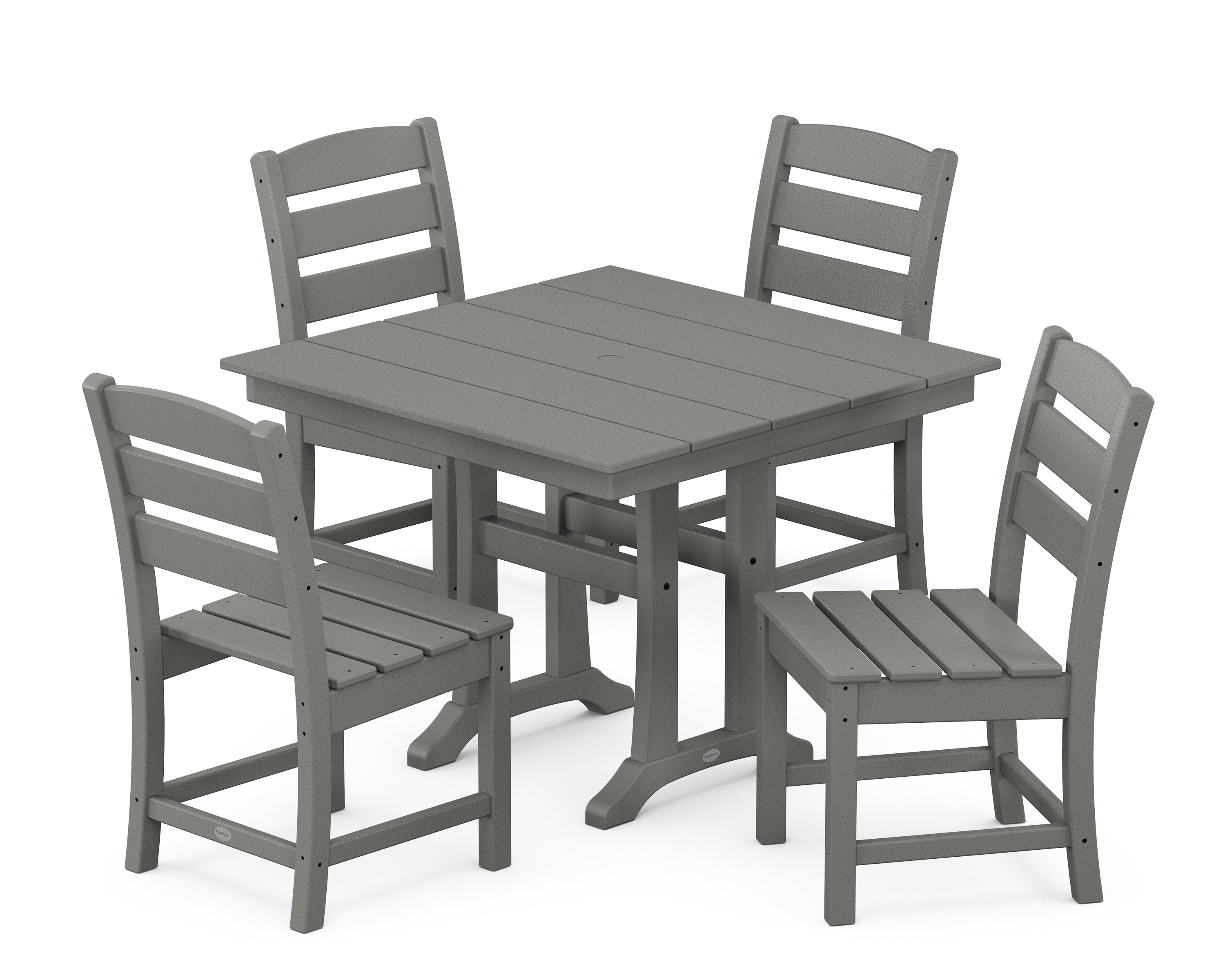 POLYWOOD® Lakeside 5-Piece Farmhouse Trestle Side Chair Dining Set in Slate Grey