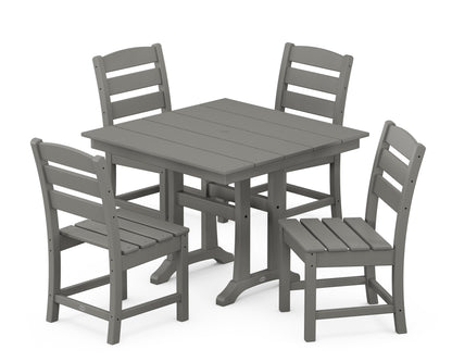 POLYWOOD® Lakeside 5-Piece Farmhouse Trestle Side Chair Dining Set in Slate Grey