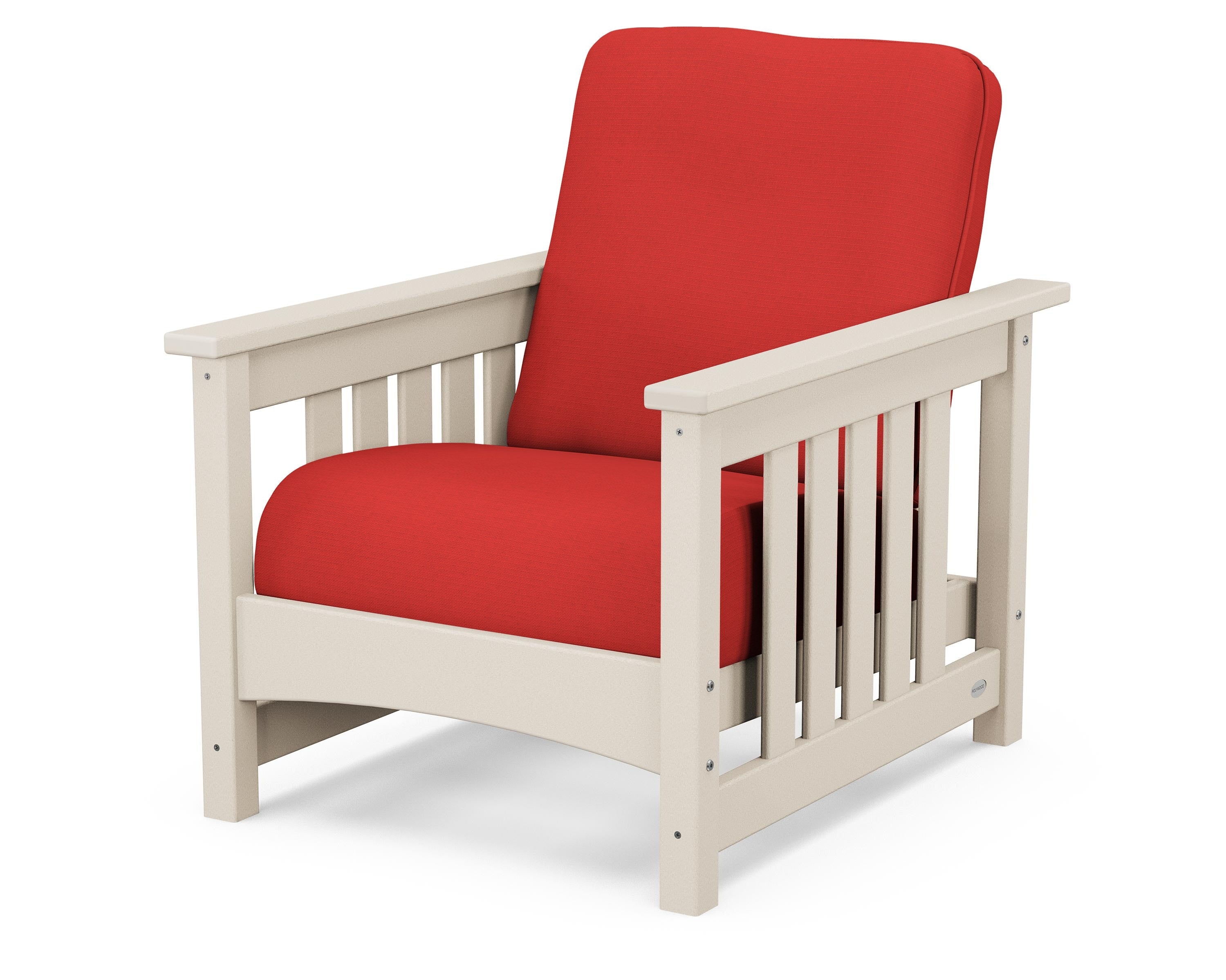 POLYWOOD® Club Mission Chair in Sand / Crimson Linen