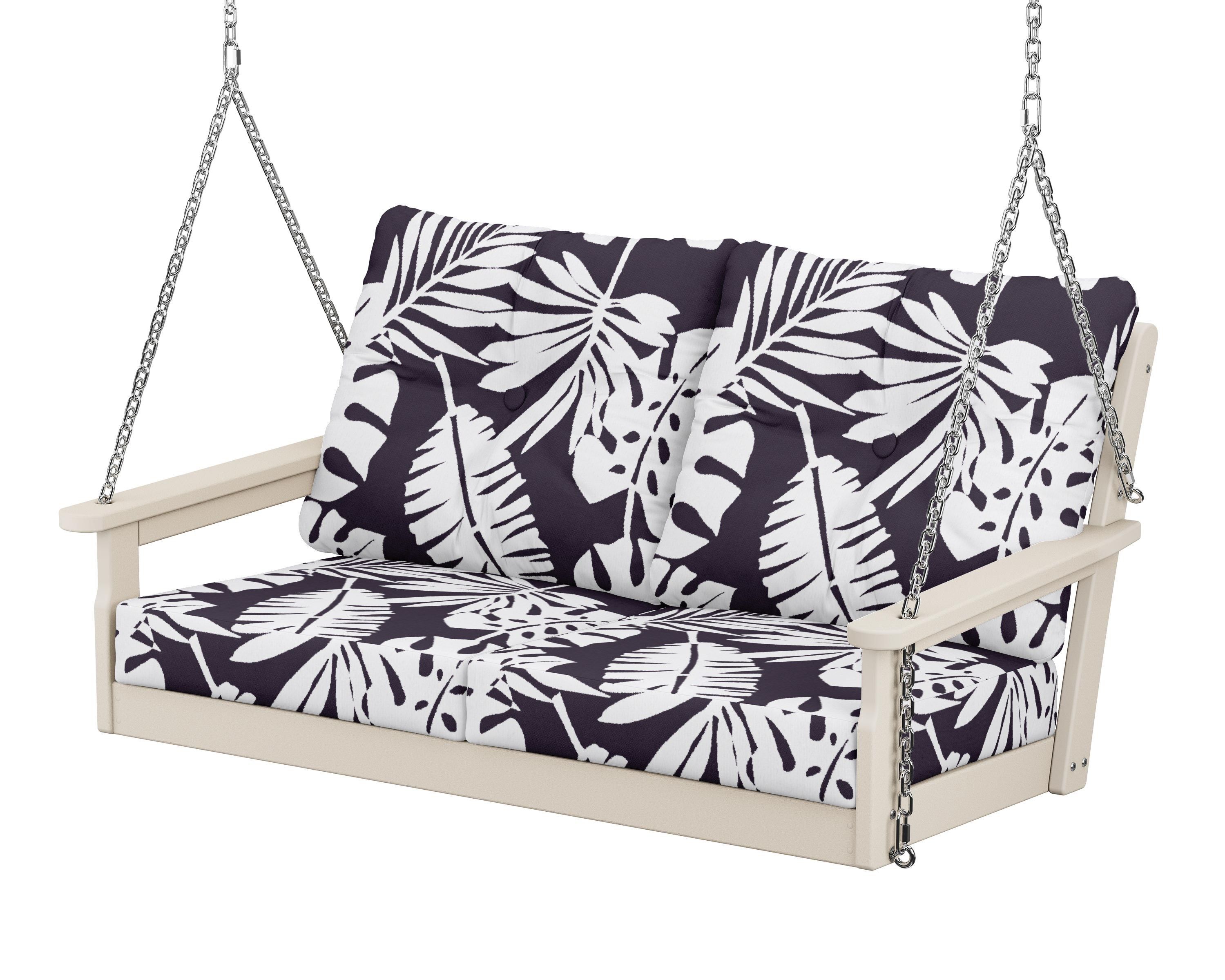 POLYWOOD® Vineyard Deep Seating Swing in Sand / Leaf Navy