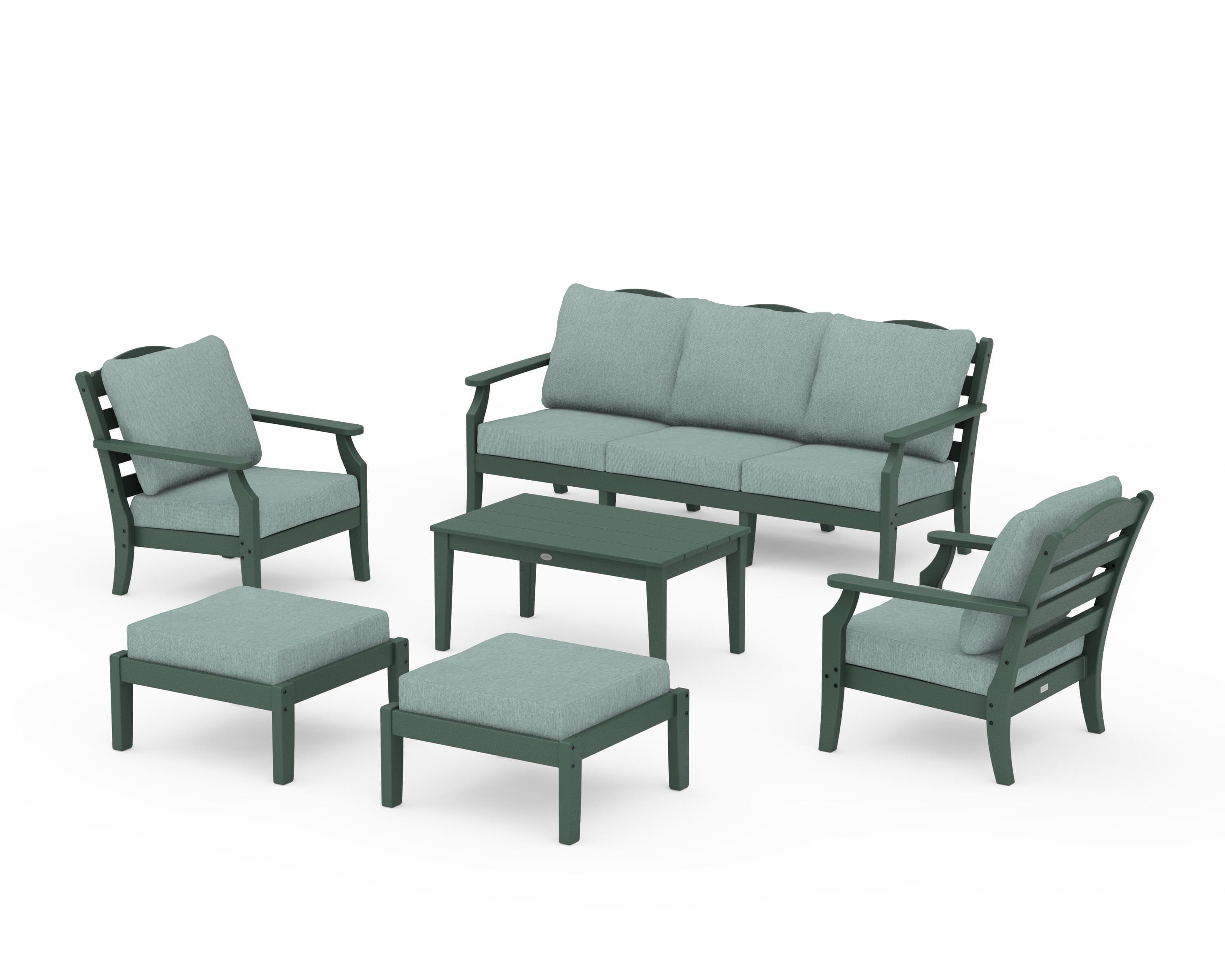 Draper James™ by  POLYWOOD® Savannah 6-Piece Lounge Sofa Set in Green / Glacier Spa