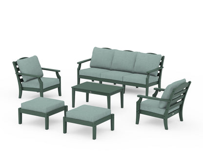 Draper James™ by  POLYWOOD® Savannah 6-Piece Lounge Sofa Set in Green / Glacier Spa