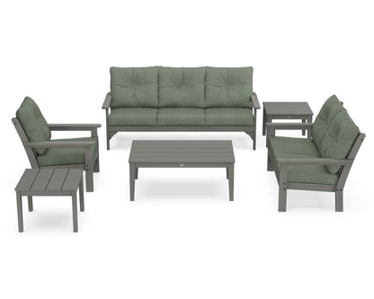 POLYWOOD® Vineyard 6-Piece Deep Seating Set in Slate Grey / Cast Sage