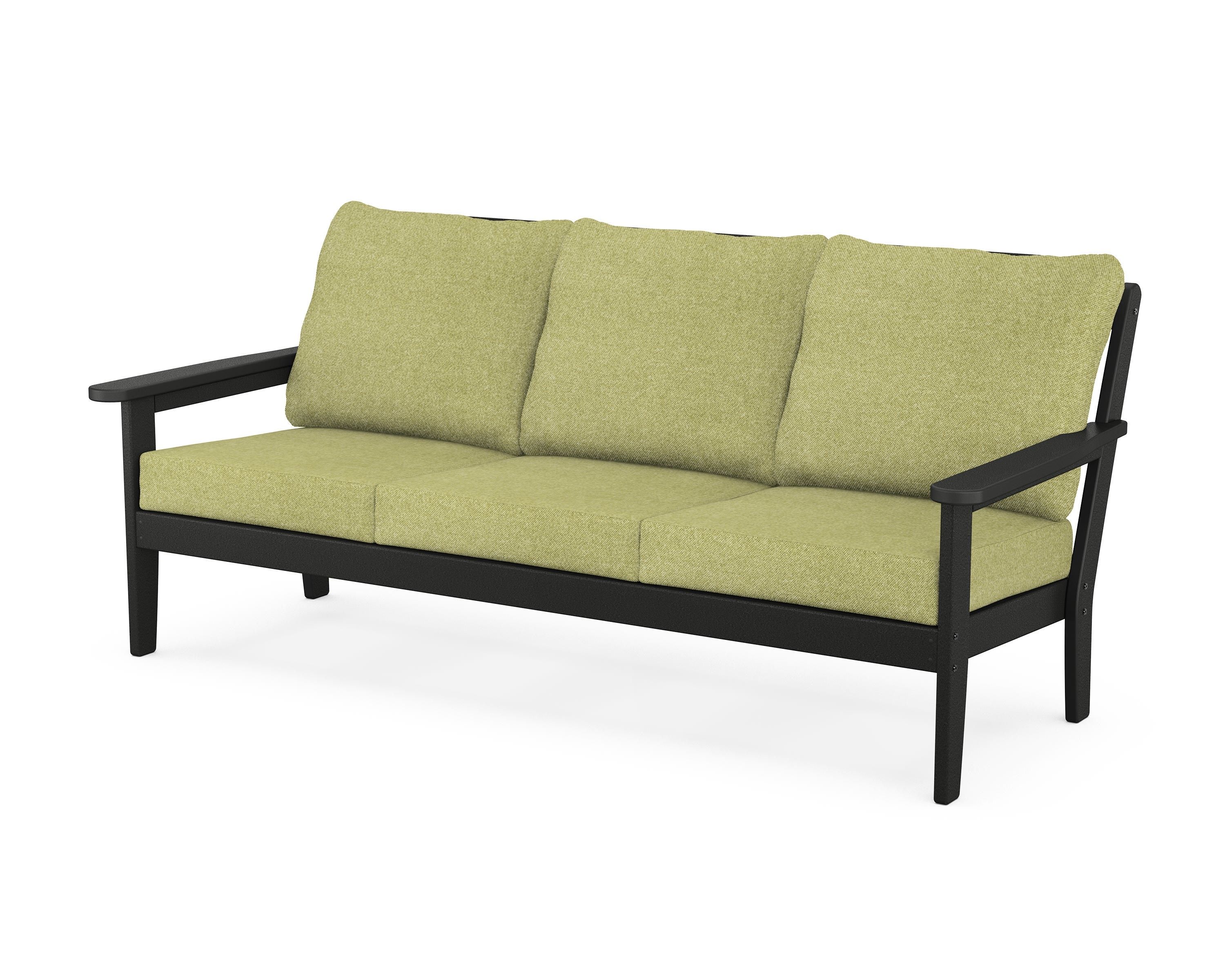 Country Living Cottage Deep Seating Sofa in Black / Chartreuse Boucle
