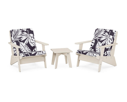 POLYWOOD® Riviera Modern Lounge 3-Piece Set in Sand / Leaf Navy