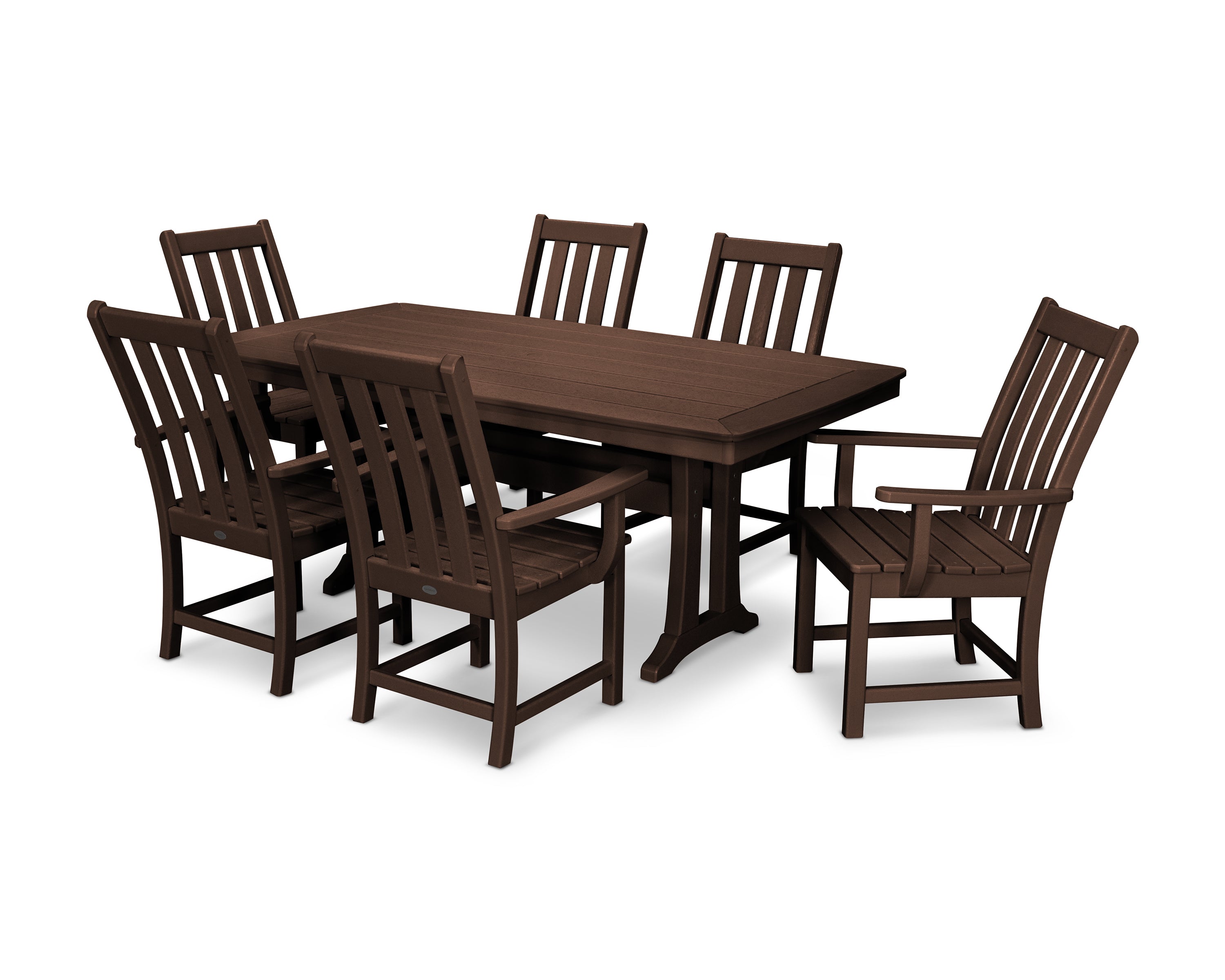POLYWOOD® Vineyard 7-Piece Arm Chair Dining Set in Mahogany