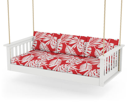 POLYWOOD® Vineyard Daybed Swing in White / Leaf Crimson