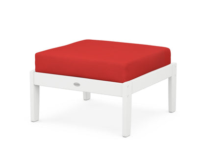 POLYWOOD® Braxton Deep Seating Ottoman in White / Crimson Linen