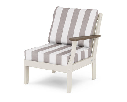 POLYWOOD® Braxton Modular Right Arm Chair in Sand / Kona / Cabana Stripe Grey Mist