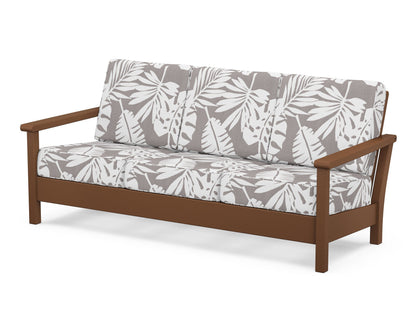 POLYWOOD® Harbour Deep Seating Sofa in Teak / Leaf Grey Mist