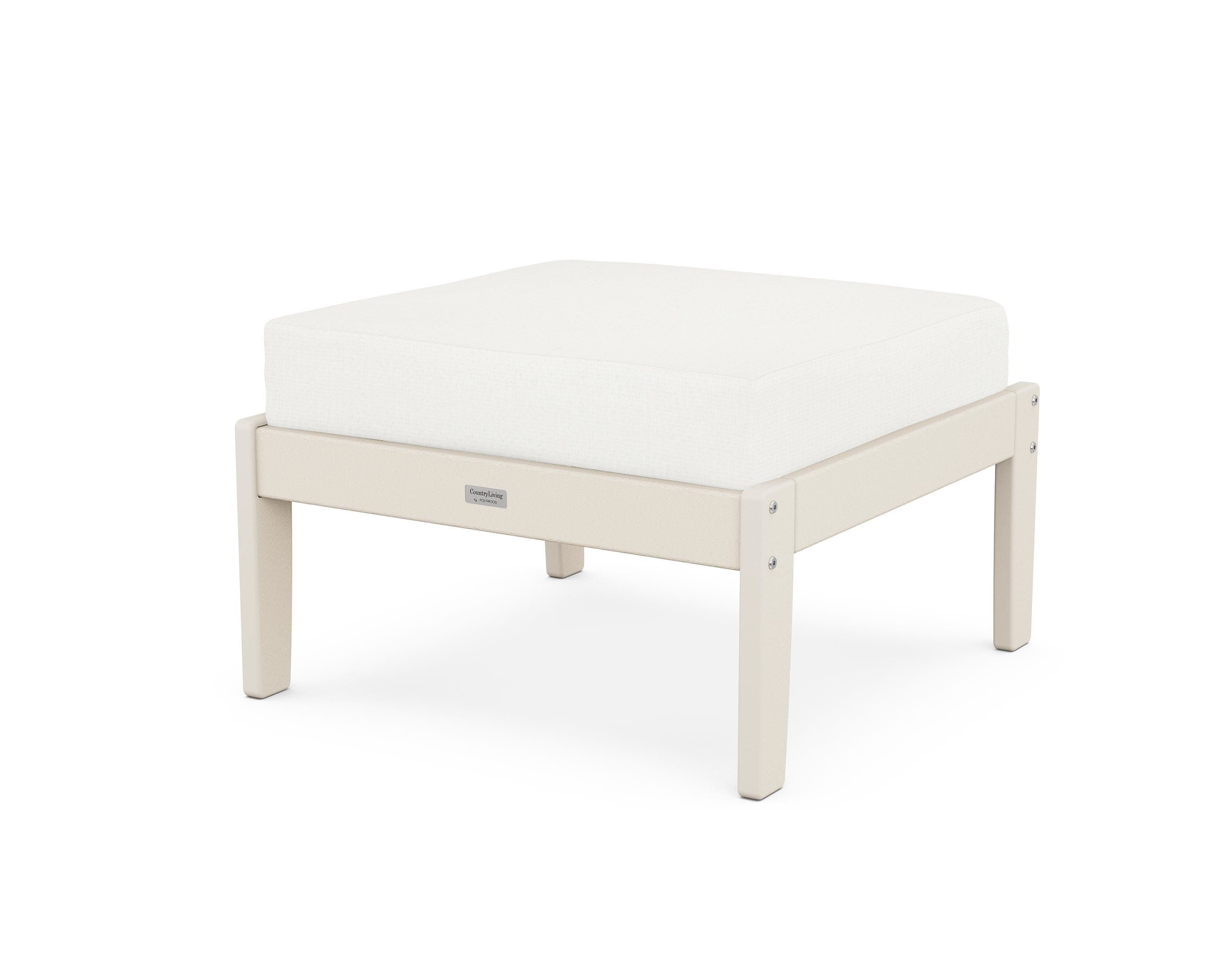 Country Living Cottage Deep Seating Ottoman in Sand / Natural Linen