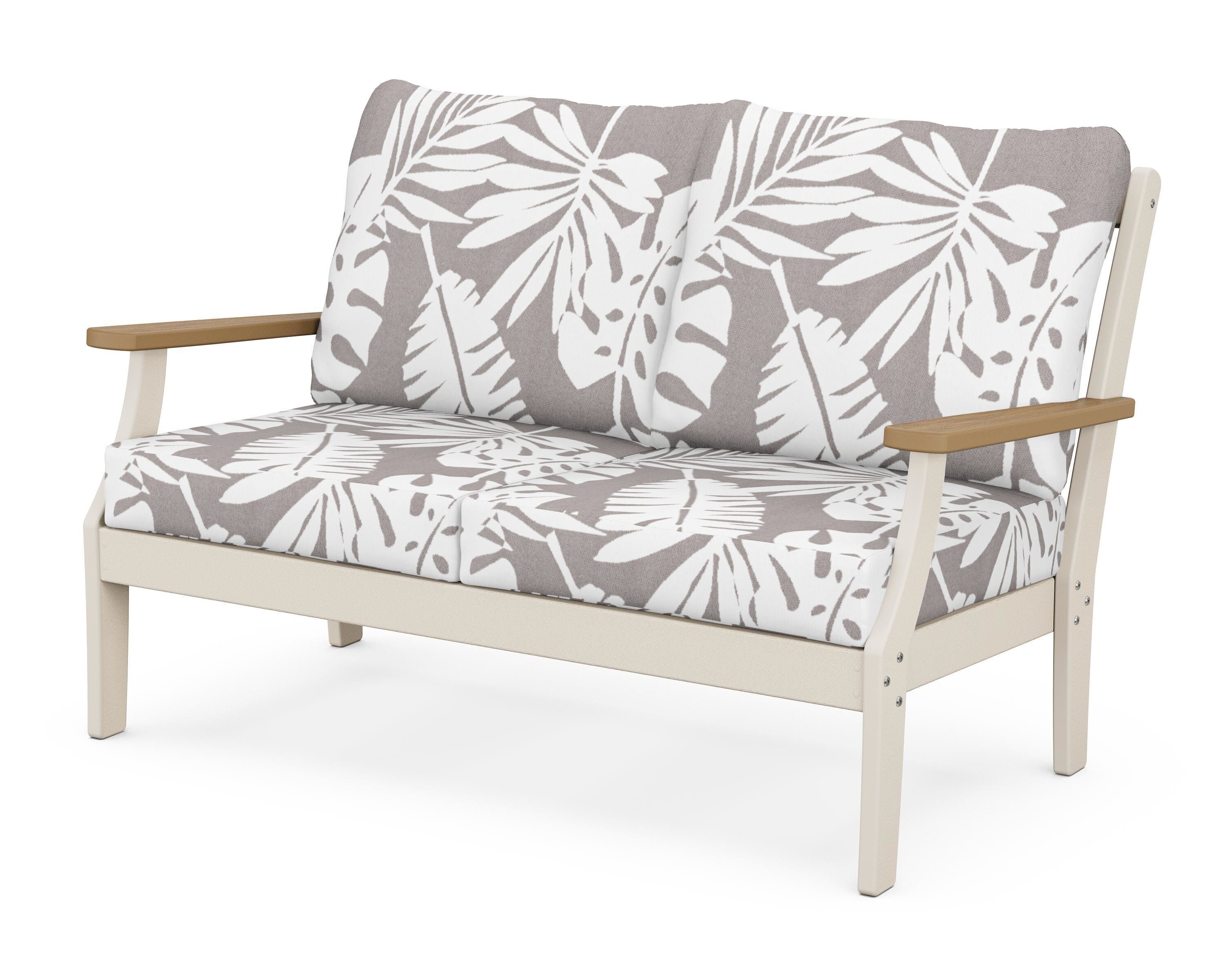 POLYWOOD® Braxton Deep Seating Loveseat in Sand / Natural / Leaf Grey Mist