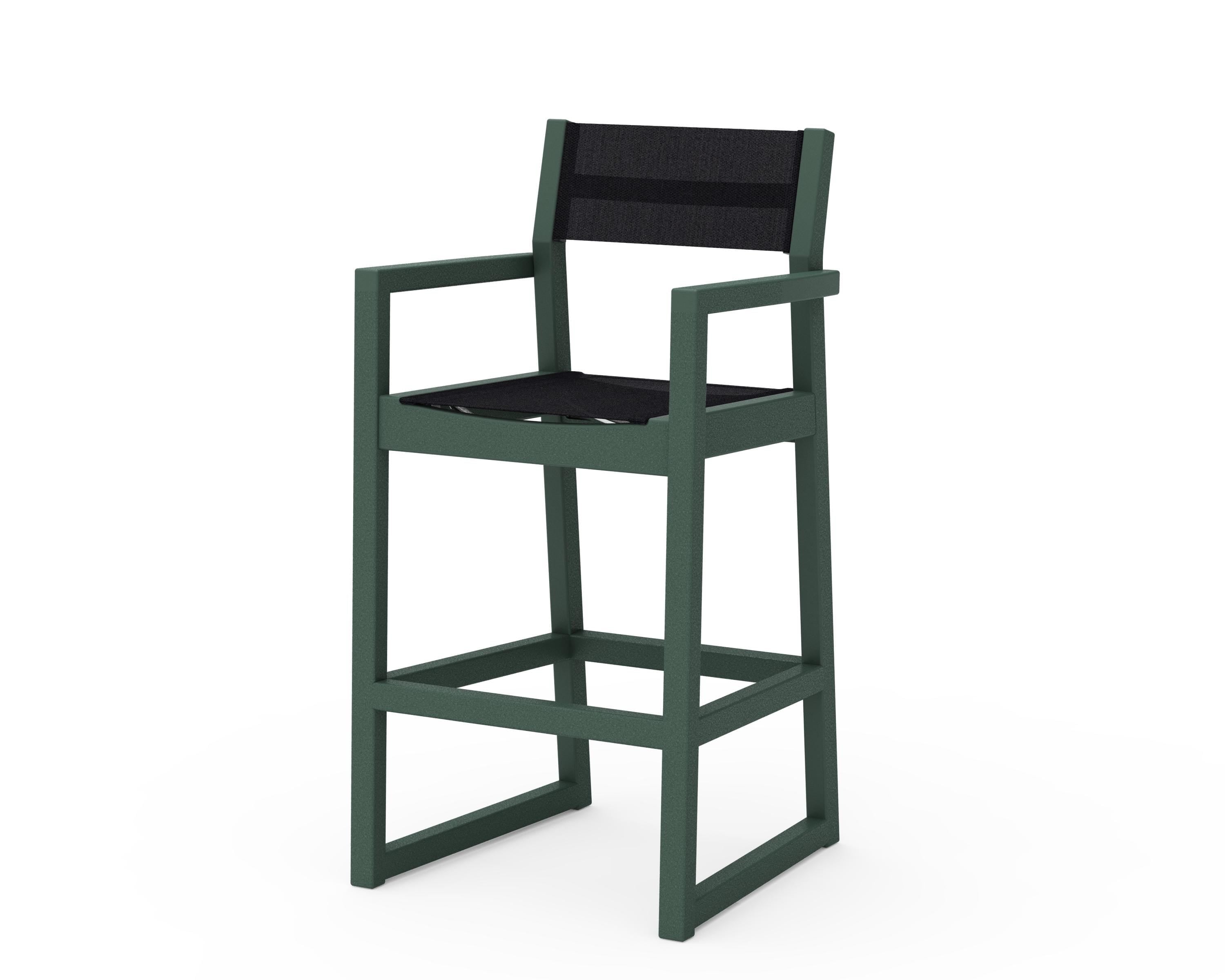 POLYWOOD® EDGE Sling Bar Arm Chair in Green / Black Sling