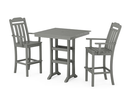 Country Living Cottage 3-Piece Farmhouse Bar Set with Trestle Legs in Slate Grey