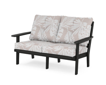 POLYWOOD® Prairie Deep Seating Loveseat in Black / Leaf Dune Burlap