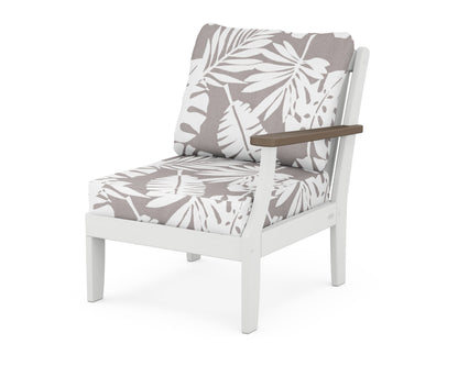 POLYWOOD® Braxton Modular Right Arm Chair in White / Kona / Leaf Grey Mist