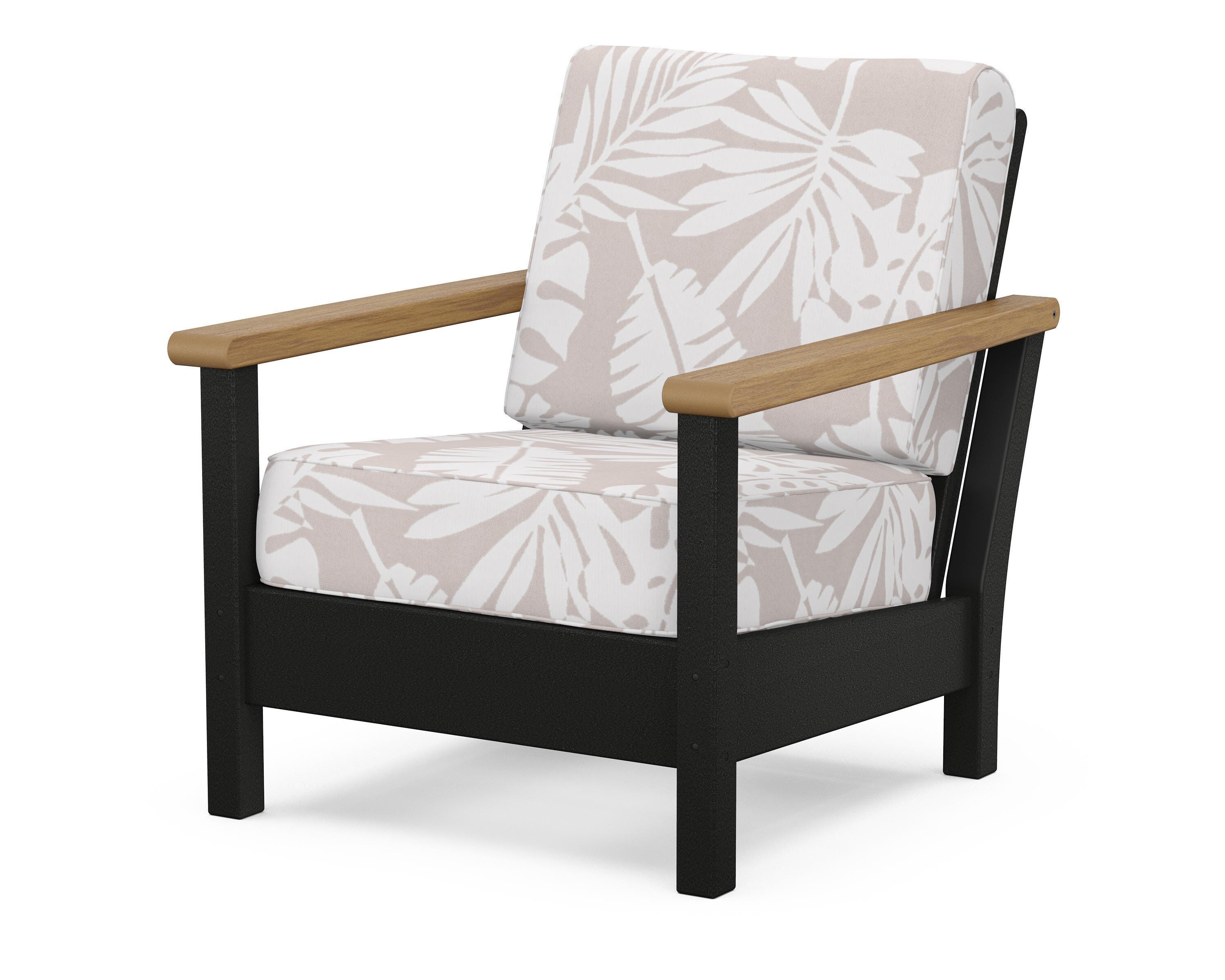 POLYWOOD® Harbour Deep Seating Chair in Black / Natural / Leaf Dune Burlap