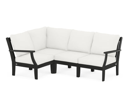 POLYWOOD® Braxton Modular 4-Piece Deep Seating Set in Black / Natural Linen
