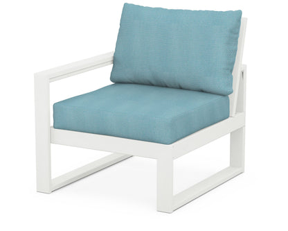POLYWOOD® EDGE Modular Left Arm Chair in Vintage White / Lattice Sky Blue